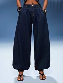 Normani Jeans décontractés de tous les jours avec poches et boutons pour femmes - Jean brut - Voir 7