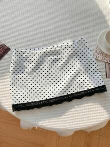 SHEIN Váy chấm bi trắng dáng rộng cho bé gái tuổi teen, có quần short bên trong. - Nhiều màu - Xem 1