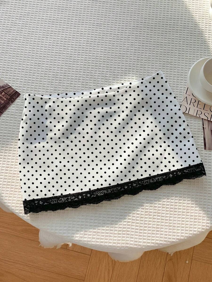SHEIN Váy chấm bi trắng dáng rộng cho bé gái tuổi teen, có quần short bên trong. - Nhiều màu - Xem 1