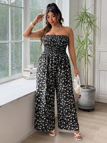 Solflare Plus Size Summer Ditsy Floral Jumpsuit - Multicolor - View 5