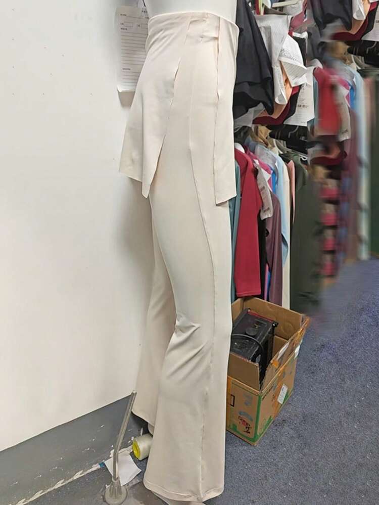 Women's Solid Color 2 In 1 Flare Pants