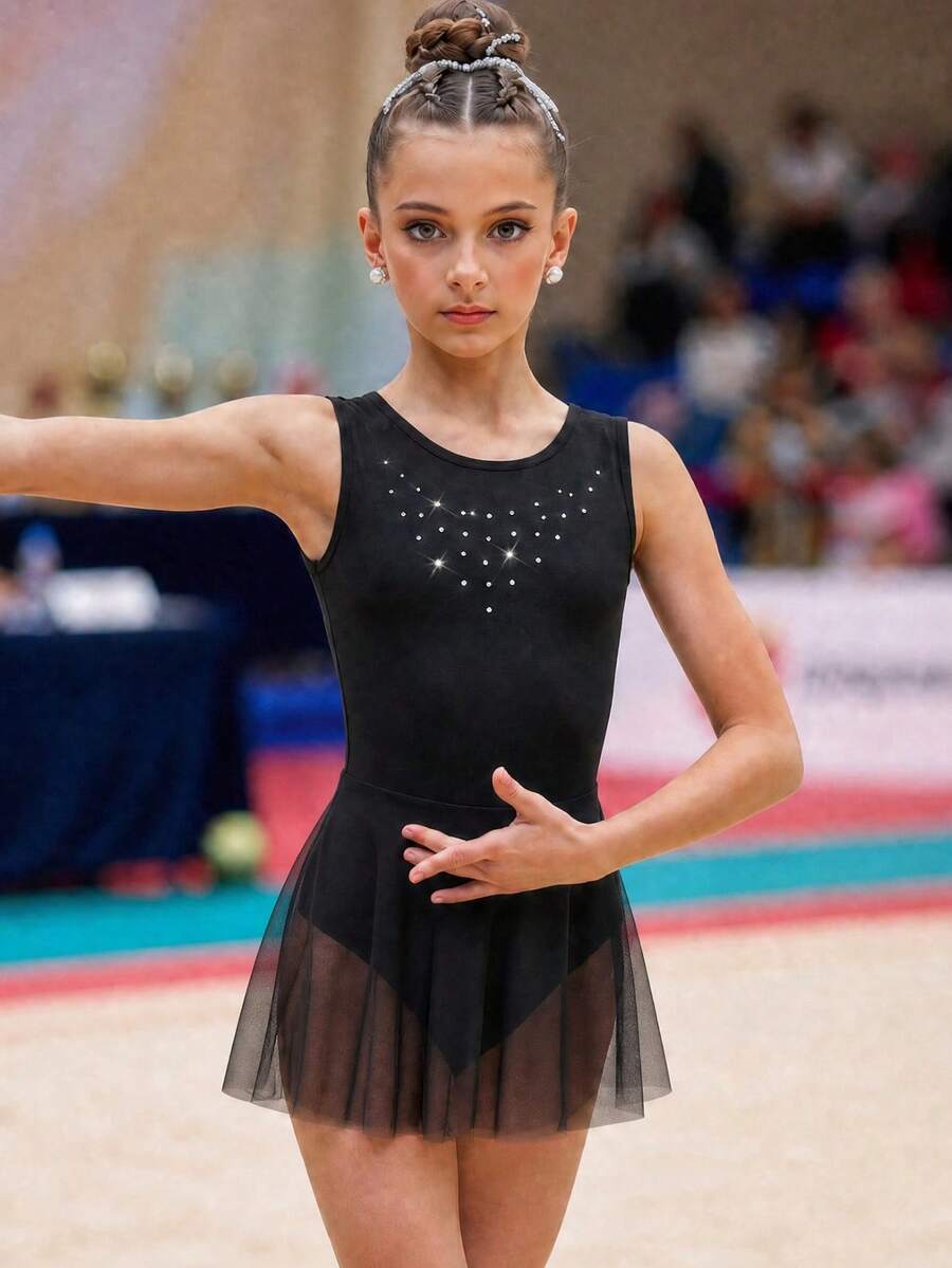SHEIN 青少年女孩服飾 黑色秋季運動舞蹈服運動套裝，可愛，校園，返校季