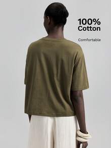 Ontre Áo thun nữ nhẹ nhàng phong cách casual mới Xuân/Hè 2026, phong cách kỳ nghỉ thanh lịch, dáng rộng thoải mái đa năng thêu tay tay ngắn cổ tròn thời trang đơn giản, phù hợp cho Ngày lễ, đi biển, kỳ nghỉ, trang phục lễ hội nhạc đồng quê - màu nâu - Xem 2