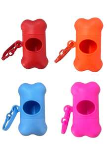 1pc Bone Shaped Dog Poop Bag Dispenser, Dog Waste Bag Holder, Small Dog Bag Dispenser With Hook For Pet Puppy Walking Hiking Camping - Multicolor - View 8