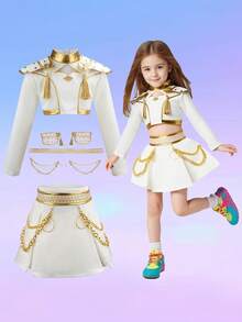 MINKOJA MINKOJA 女童裙子舞蹈服套装 万圣节嘉年华角色扮演亲子装 生日派对礼物 儿童精美 - 白色 - 查看 2
