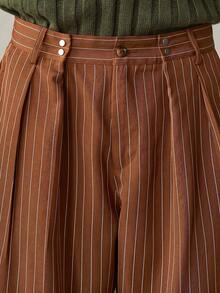 SWAVVY Men's Fashion Striped Loose Fit Pants - Brown - View 4