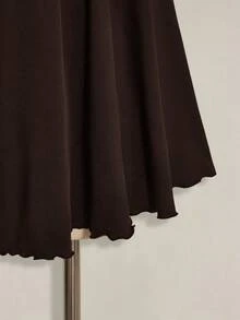 SHEIN ICON Vestido de verano de talla grande para mujer con cordón frontal y tirantes - Marrón - Ver 9