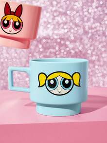 THE POWERPUFF GIRLS X SHEIN 1 Cốc in hình hoạt hình xếp chồng được, dung tích 375ml (12.7oz), chịu được nhiệt và lạnh, có thể dùng trong lò vi sóng và máy rửa chén, thích hợp đựng nước, sữa, nước ép, cà phê, Blossom, Bubbles, Buttercup, Mojo. - Màu xanh lam - Xem 2