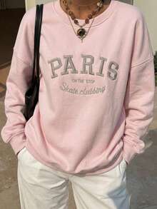 DAZY Women's Casual Minimalist Sweatshirt, Daily Wear,Fall Clothes - Pink - View 9