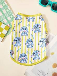 PETSIN 2pcs Multi-Color Striped Blue Bunny Cute Print, Comfortable And Soft, No Shedding Pet Vest - Multicolor - View 5