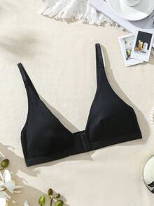 SHEIN Sujetador inalámbrico con cierre delantero para mujer - Negro - Ver 7