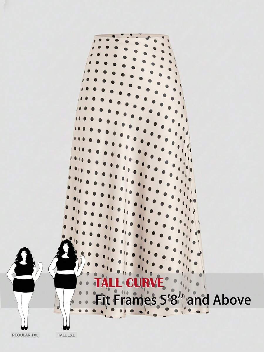 SHEIN Tall CURVE CURVE Plus Size Women's Tall Beige Skirt Autumn Elegant 70's Formal Wedding Guest Brunch Office Work High-Waisted Casual Long Skirt For Holiday Party - Apricot - View 1