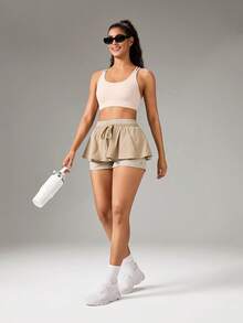 OutZeal Women Sports Skort Casual Travel A-Line Hem Built-In Short Athletic Skirt Summer Spring - Brown - View 5