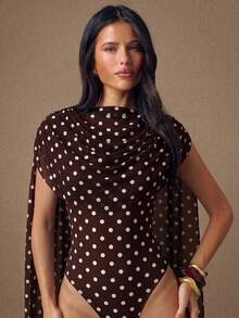 Body ajustado con cuello redondo y cinta color borgoña para mujeres, adecuado para graduación, ocasiones formales, fiestas de cóctel, citas románticas, capa base de otoño/invierno, - Café integral 2 - Ver 2