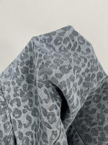 Athîral Denim 女士休闲度假豹纹蓝色阔腿裤，牛仔裤，街头风，约会之夜穿搭 - 淺色水洗藍 - 查看 6