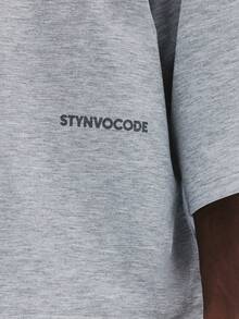 STYNVO 男士纯色圆领落肩T恤和阔腿裤休闲套装 - 灰色 - 查看 4