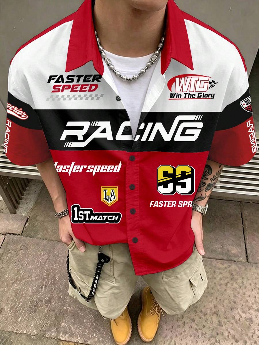 STEELVANCE Men's Retro Motorsport Boxy Shirt, Ideal For Street, Races, Hangouts & Daily Wear, Suitable For Men, Women, Teens & Racing Fans - Multicolor - View 1