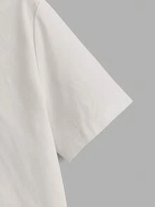 Manfinity Joysei Bộ áo thun nam cổ tròn tay ngắn in chữ và quần short dệt - Màu be - Xem 7