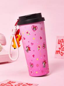 THE POWERPUFF GIRLS X SHEIN 500ml /16 Oz  Vacuum Insulated Stainless Steel , 1 Leak-Proof Lid, Suitable For Hot Drinks / Cold Drinks, Suitable For Most Cup Holders - Pink - View 8