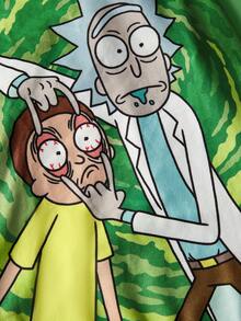 Rick and Morty X SHEIN 1 件卡通图案印花宠物背心，猫咪衣服，狗狗衣服，尺码 XXS-XXXXL，特小号，特大号，传送门，漩涡，瑞克，莫蒂。 - 綠色 - 查看 5