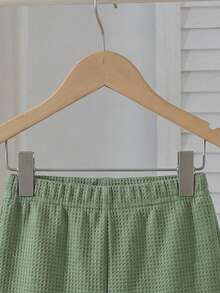 Souflis Souflis 2pcs Young BoyTextured Stripe Knit Shirt And Shorts Set - Green - View 3