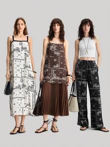 Ontre Nuovo arrivo Primavera/Estate 2026 Abito lungo e ampio da donna con stampa, design elegante minimalista urban chic con cintura a contrasto, vestito a-line adatto per uscite, vacanze, festività, appuntamenti romantici, Festa dell'Indipendenza, matrimoni, ufficio, scuola, abito lungo versatile e alla moda per le donne - Multicolore - Visualizzare 7