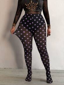 Whyspr Mesh Sheer Printed Elegant Retro Punk Goth Grunge Casual Cool Leggings For Plus Size Women - Multicolor - View 6