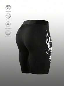 Gym Rark Men's Graphic Print Contrast Color Elastic Waist Slimming Sports Tight Shorts, Gym - Black - View 2