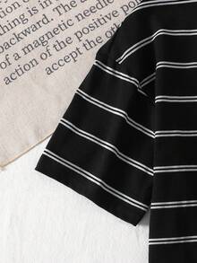 SHEIN Tween Girl T-Shirt Co-Ords Girl Mom Black And White Checkered Summer Casual For Tween Girl - Grey - View 6