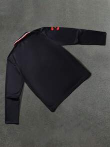 STYNVO Men's Casual Letter Pattern Turndown Collar Long Sleeve Polo Shirt, Spring/Autumn - Black - View 2