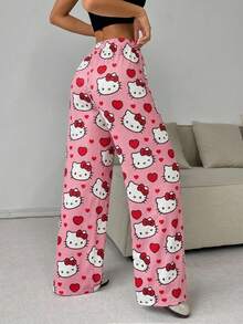 CovetEZ HELLO KITTY AND FRIENDS | SHEIN 女款低腰卡通印花休閒直筒長褲，適合夏季 - 彩色 - 查看 5