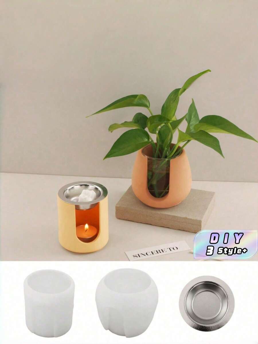 High-Quality Multifunctional Silicone Resin Mold: Suitable For Making Hydroponic Vases, Wax/Essential Oil Diffusers, Cylindrical Epoxy Resin Artworks, DIY Home Decorations, Aroma Burners, And Wax Blocks. It Can Also Be Used As An Educational Tool For Handicraft Activities. - multicolor - View 1