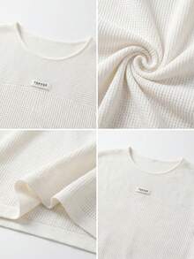 Manfinity Hypemode Men's Casual Everyday Commute Minimalist Solid Color Loose Knit Top, Summer - White - View 4
