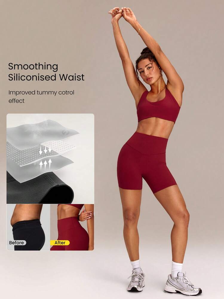 6" FeatherFit™-Sculpt Ready Set Run Butt-Lifting Tummy Control Active Biker Shorts Medium Impact Running Jogging Training Gym Workout