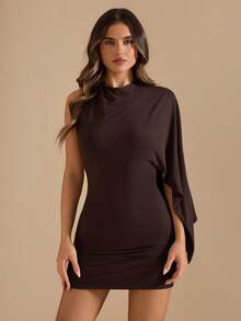 SHEIN BAE Women's Solid Dark Brown Backless Bodycon Mini Dress, Beach Club Night Out, Party, Music Festival, Brunch, Wedding Guest, Birthday Summer Sexy - Brown - View 5