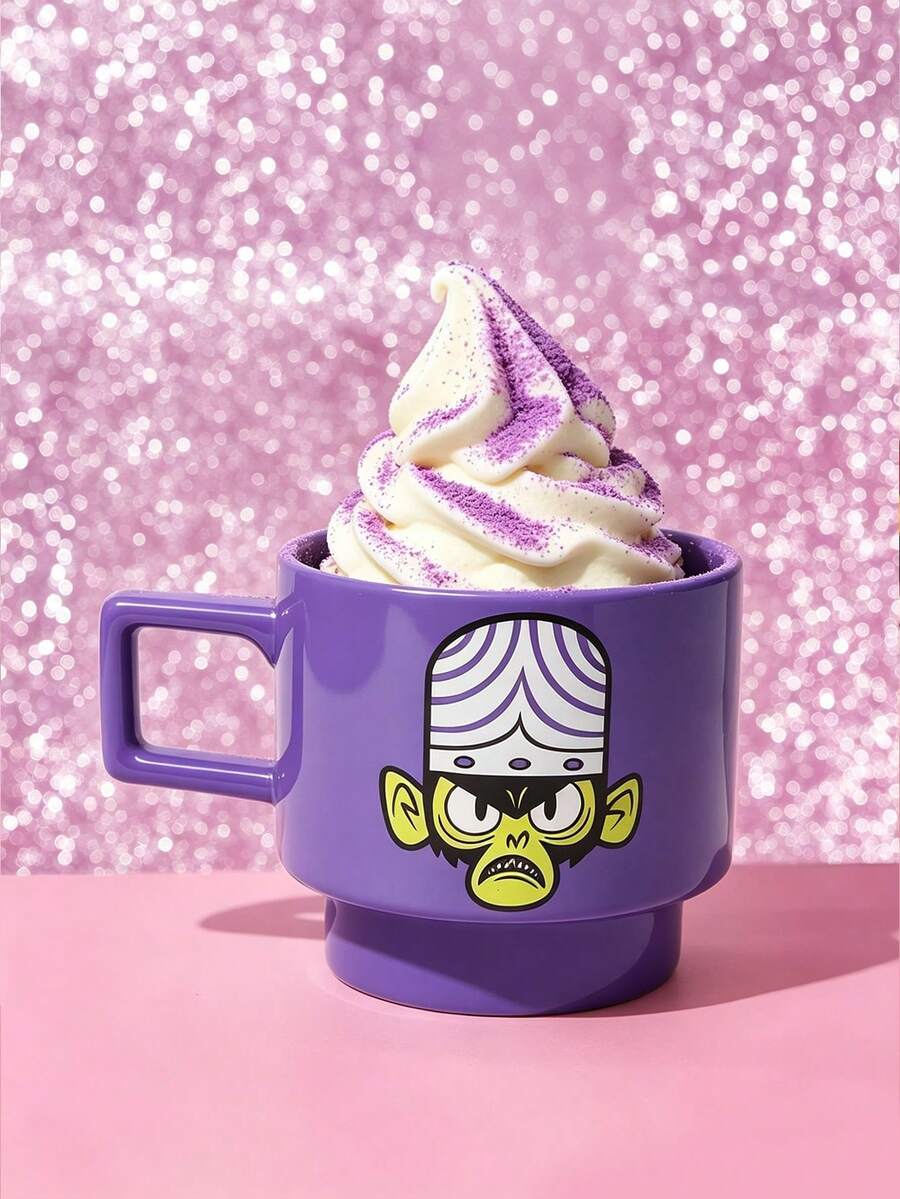 THE POWERPUFF GIRLS X SHEIN 1 12.68oz/375ml 可堆疊卡通印花馬克杯,耐冷耐熱,可用於微波爐和洗碗機,適用於水、牛奶、果汁、咖啡、Blossom、Bubbles、Buttercup、Mojo - 紫色 - 查看 1