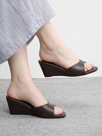 CUCCOO BIZCHIC Sandal đế xuồng đơn giản, thoải mái, màu trơn dành cho nữ, thích hợp cho kỳ nghỉ.