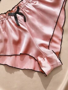 SHEIN Spicy Aura Áo lót ren hoa với quần short satin, nội y - Nhiều màu - Xem 4