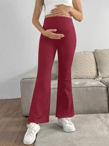 GentleRue Maternity 孕妇纯色休闲裤 - 紅色 - 查看 7
