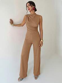 Firerie Bộ jumpsuit dài dáng chữ A thanh lịch dành cho nữ, thích hợp mặc hàng ngày, dự đám cưới, tiệc tùng, lễ hội âm nhạc, kỳ nghỉ, màu đỏ, trang phục giáo viên cho nữ. - Màu Khaki - Xem 5