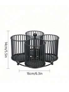 Giá đựng dao kéo xoay 360°, giá đựng dụng cụ nhà bếp, giá đựng dao kéo 4 ngăn, giá đựng dụng cụ để bàn cho thìa, dao, muỗng và dĩa, khay đựng dao kéo để bàn cho các bữa tiệc - màu đen - Xem 9