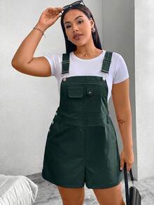 Flirla Quần short yếm nữ size lớn màu trơn có túi, phong cách casual đa năng mặc hàng ngày - Nhiều màu - Xem 7