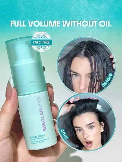 SHEGLAM HAIR 薄荷清爽乾洗髮 – 無滑石粉，瞬間蓬鬆控油，乾洗香波粉，不留白痕，吸收油脂，清爽髮根，非氣霧劑，不僵硬不乾燥，男女皆宜 生日 禮物 假期 粉紅色的 氛圍 化妝品 海灘 學校 節慶 玫瑰 女孩 護髮 Y2K 母親節 旅行必備 假期 夏天 郵輪必備用品