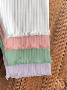 SHEIN 4 pièces/set Leggings ajustés de couleur unie pour jeune fille - Multicolore - Voir 4