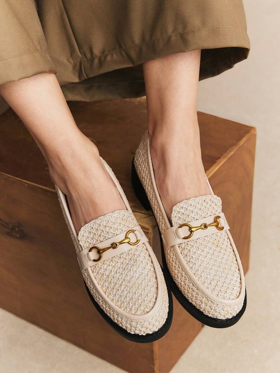 Rosivie Talons hauts à décoration métallique à la mode pour un port quotidien pour femmes - Beige - Voir 1