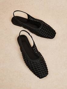 Rosivie Women Casual Versatile Commute Minimalist Solid Color Hollow Flats - Black - View 8