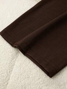 GlowEve CURVE Celana Panjang Wanita Ukuran Besar dengan Pinggang Warna Kontras dan Potongan Lurus untuk Musim Gugur - Coffee Brown - View 7