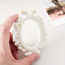 Cirelle 1 pieza, marco de cuadro decorativo tallado estilo europeo blanco y dorado, Body de marco de material de resina pintado a mano, artículo de exhibición en miniatura para mesa interior, accesorios DIY hechos a mano, múltiples formas disponibles para selección, mejora el estilo general del espacio, adecuado para decoración de escenas en bodas, celebraciones de festivales, etc., artículos de decoración en miniatura para casas pequeñas, accesorios para fotografía de belleza, arte de uñas, joyería, etc., decoración de empaque de regalo - 1PC - Ver 14