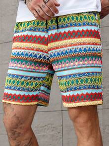 Manfinity RSRT Men's Colorful Embroidered Drawstring Waist Pocket Casual Shorts, Holiday - Multicolor - View 6