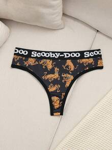 SCOOBY-DOO X SHEIN 女士日常性感卡通印花丁字裤 - 黑色 - 查看 3